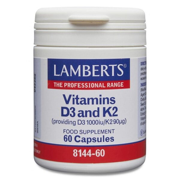 Vitamins D3 and K2 60Capsules Lamberts