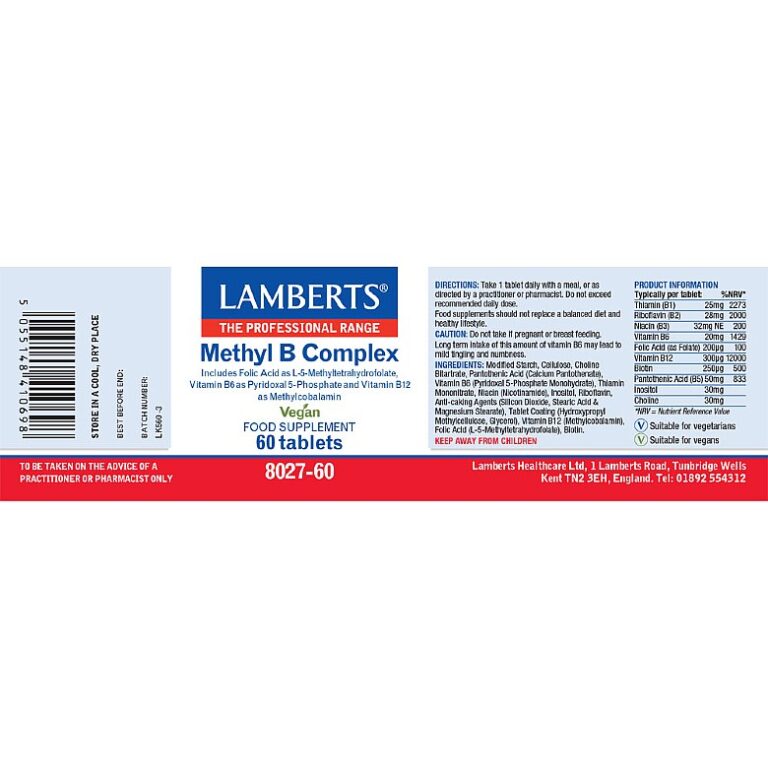 Methyl B-Complex 60 Tablets Lamberts - Natural Balance, Since 1993