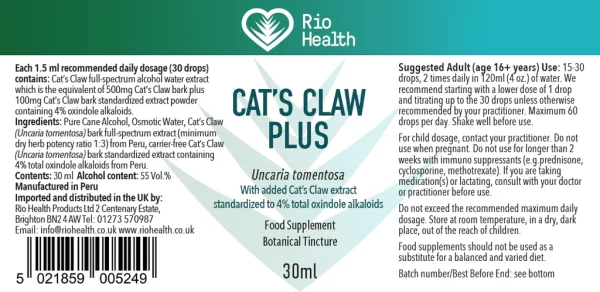 Rio Health Cat’s Claw Plus (Samento)