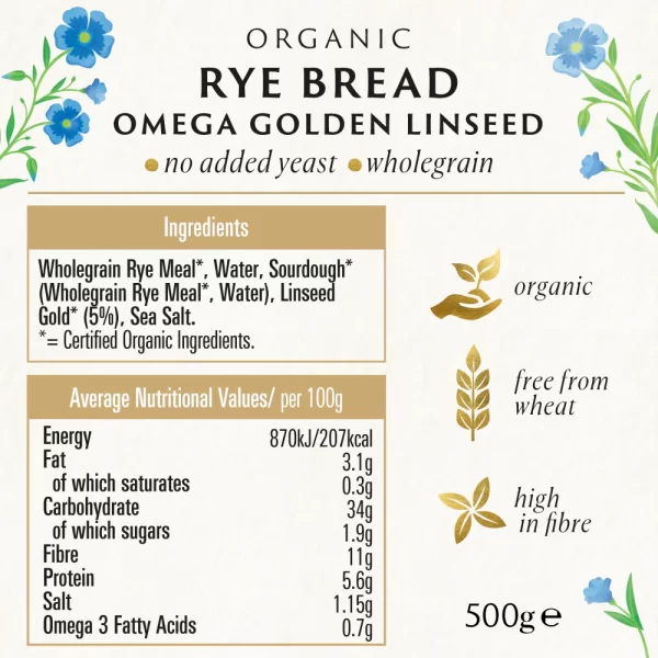 Biona Rye Bread Omega Golden Linseed 3